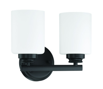Bolden 2 Light Vanity in Flat Black (White Glass) (20|50502-FB-WG)