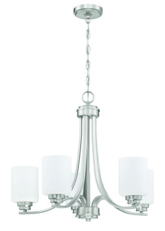 Bolden 5 Light Chandelier in Brushed Polished Nickel (White Glass) (20|50525-BNK-WG)