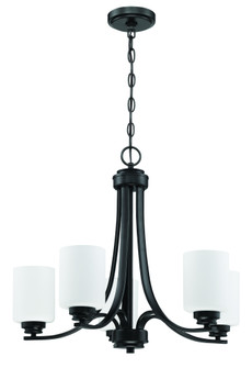 Bolden 5 Light Chandelier in Flat Black (White Glass) (20|50525-FB-WG)
