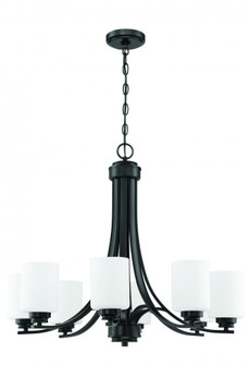 Bolden 8 Light Chandelier in Flat Black (White Glass) (20|50528-FB-WG)