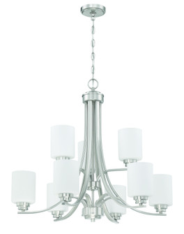 Bolden 9 Light Chandelier in Brushed Polished Nickel (White Glass) (20|50529-BNK-WG)
