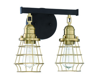 Thatcher 2 Light Vanity in Flat Black/Satin Brass (20|50602-FBSB)