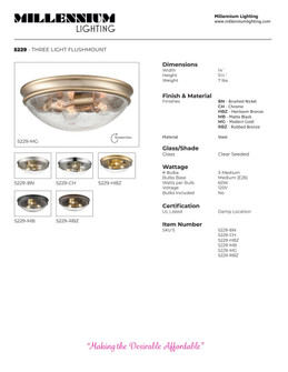 3-Light Flushmount Ceiling Light Rubbed Bronze (670|5229-RBZ)