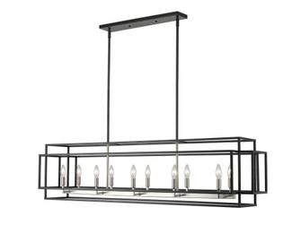 10 Light Linear Chandelier (276|454-54L-BK-BN)