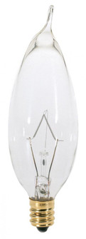 25 Watt CA8 Incandescent; Clear; 1500 Average rated hours; 210 Lumens; Candelabra base; 120 Volt (27|S3774)