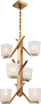 Timone - 6 Light Pendant with Etched Sandstone Glass; Vintage Brass Finish (81|60/5084)