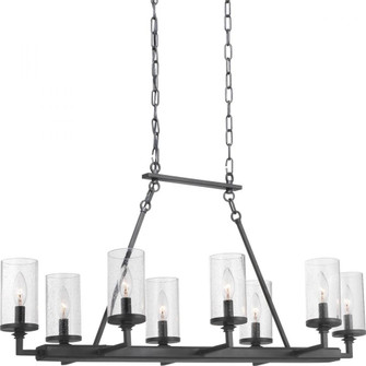 Gresham Collection Eight-Light Graphite Clear Seeded Glass Farmhouse Chandelier Light (149|P400180-143)