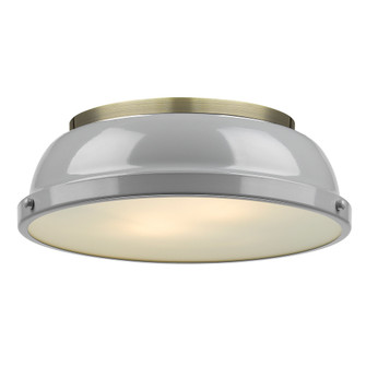 Yep by Golden Lighting Duncan 2-light Flush Mount in Aged Brass and Gray shade (36|3602-14 AB-GY)
