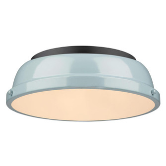 Duncan 14'' Flush Mount in Matte Black with a Seafoam Shade (36|3602-14 BLK-SF)