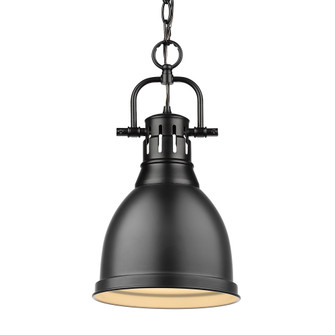 Yep by Golden Lighting Duncan 1-light 9in Chain Hung Pendant in Matte Black (36|3602-S BLK-BLK)