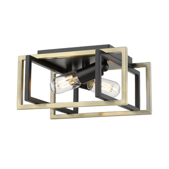 Golden Lighting Tribeca 2-light Flush Mount in Matte Black and Aged Brass Accents (36|6070-FM BLK-AB)