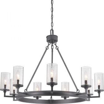 Gresham Collection Nine-Light Graphite Clear Seeded Glass Farmhouse Chandelier Light (149|P400165-143)