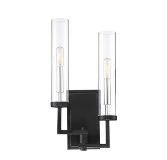 Folsom 2-Light Adjustable Wall Sconce in Matte Black with Polished Chrome Accents (128|9-2134-2-67)
