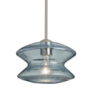 Besa, Zen Stem Pendant, Blue Bubble, Satin Nickel Finish, 1x60W Medium Base (127|1TT-ZENBL-SN)