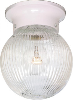 1 Light - 6'' Flush with Clear Ribbed Glass - White Finish (81|SF76/257)