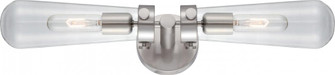 Beaker; 2 Light; Wall Sconce with Clear Glass; Vintage lamps Included; Brushed Nickel Finish (81|60/5263)