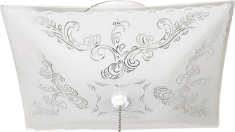 2 Light - 12'' Flush with Square Floral Glass and Pull Chain - White Finish (81|SF77/392)