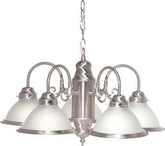 5 Light - Chandelier with Frosted Ribbed Glass - Brushed Nickel Finish (81|SF76/695)