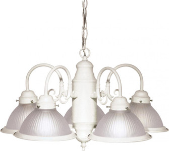 5 Light - Chandelier with Frosted Ribbed Glass - Textured White Finish (81|SF76/693)