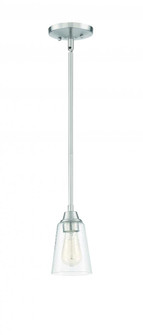 Grace 1 Light Mini Pendant in Brushed Polished Nickel (Clear Seeed Glass) (20|41991-BNK-CS)