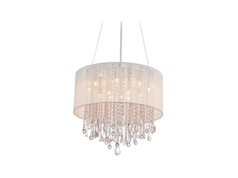 Beverly Dr. Collection Round White Silk String Shade and Crystal Dual Mount (4450|HF1502-WHT)