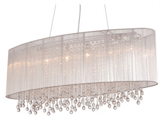 Beverly Dr. Oval Silver Silk String Shade And Crystal Dual Sconce Chandelier (4450|HF1503-SLV)