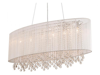 Beverly Dr. Collection Oval White Silk String Shade and Crystal Dual Mount (4450|HF1503-WHT)