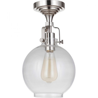 State House 1 Light Clear Glass Globe Semi Flush in Polished Nickel (20|X8308-PLN-C)