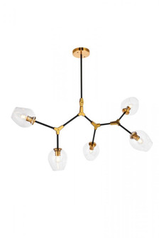 Cavoli 5 light in Light Antique Brass and Flat Black Pendant (758|1712D42LAB)