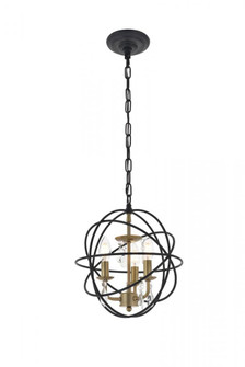 Wallace 3 light Matte Black and Brass Pendant (758|LD5055D12BRB)