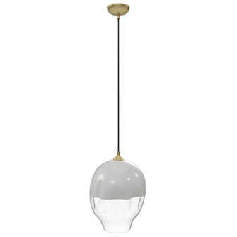 Sonoma 1-Light 10''W Globe Pendant in Brushed Brass/White and Clear Glass (4450|HF8141-BB-WH)