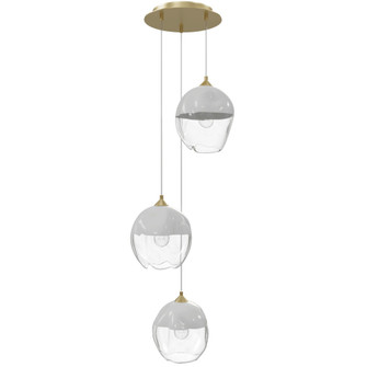 Sonoma 3-Light 12''W Pendant in Brushed Brass/White and Clear Glass (4450|HF8143-BB-WH)