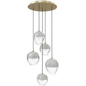 Sonoma 5-Light 17''W Pendant in Brushed Brass/White and Clear Glass (4450|HF8145-BB-WH)
