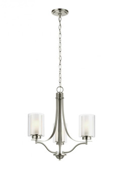Elmwood Park traditional 3-light LED indoor dimmable ceiling chandelier pendant light in brushed nic (38|3137303EN3-962)