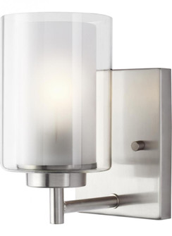 Elmwood Park traditional 1-light LED indoor dimmable bath vanity wall sconce in brushed nickel silve (38|4137301EN3-962)