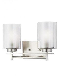 Elmwood Park traditional 2-light LED indoor dimmable bath vanity wall sconce in brushed nickel silve (38|4437302EN3-962)