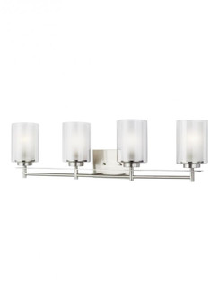 Elmwood Park traditional 4-light LED indoor dimmable bath vanity wall sconce in brushed nickel silve (38|4437304EN3-962)