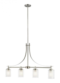Elmwood Park traditional 4-light LED indoor dimmable linear ceiling chandelier pendant light in brus (38|6637304EN3-962)