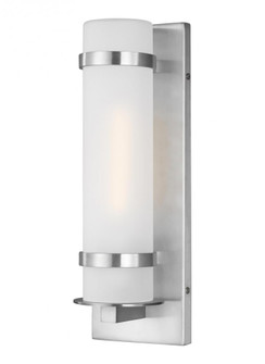 Alban modern 1-light outdoor exterior small round wall lantern in satin aluminum silver with etched (38|8518301-04)