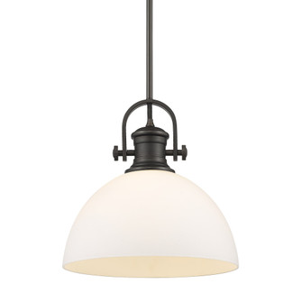 Yep by Golden Lighting Hines 1-light 14in Pendant in Rubbed Bronze and Opal Glass (36|3118-L RBZ-OP)