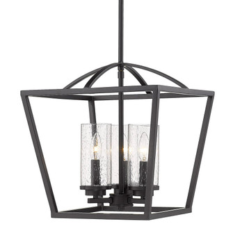 Mercer 3 Light Pendant in Matte Black with Matte Black accents and Seeded Glass (36|4309-3P BLK-BLK-SD)