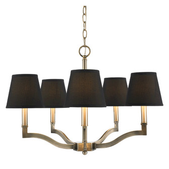 Waverly 5 Light Chandelier in Aged Brass with Tuxedo Shade (36|3500-5 AB-GRM)