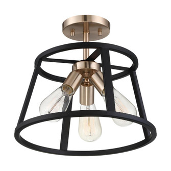 Chassis- 3 Light Semi Flush - Copper Brushed Brass and Matte Black Finish (81|60/6643)