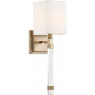 Thompson- 1 Light Wall Sconce - with White Linen Shade - Burnished Brass Finish (81|60/6681)