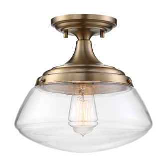 Kew - 1 Light Semi Flush - with Clear Glass - Burnished Brass Finish (81|60/6797)