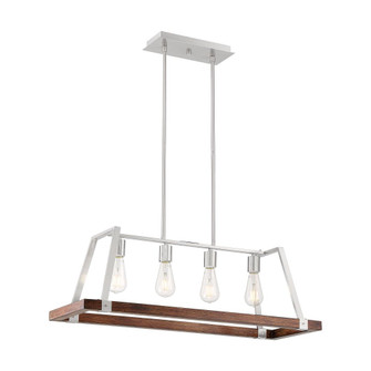 Outrigger - 4 Light Island Pendant with - Brushed Nickel and Nutmeg Wood Finish (81|60/6884)