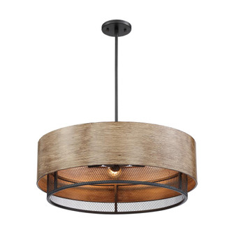 Barrique - 5 Light Pendant - Black with Honey Wood Finish (81|60/6980)