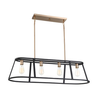 Chassis- 4 Light Island Pendant - Copper Brushed Brass and Matte Black Finish (81|60/6644)