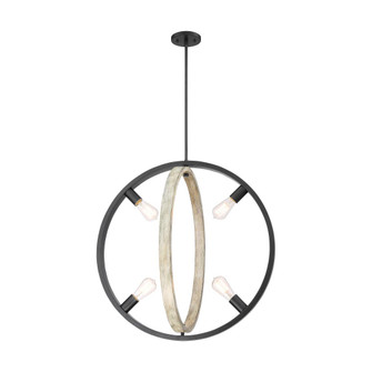 Augusta - 4 Light Pendant - Black with Gray Wood Finish (81|60/6985)