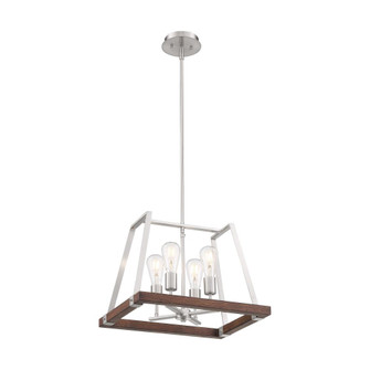 Outrigger - 4 Light Pendant with - Brushed Nickel and Nutmeg Wood Finish (81|60/6883)